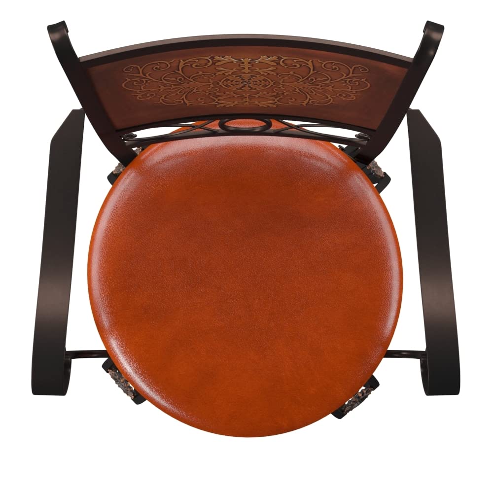 Powell Company Big & Tall Copper Stamped Back Arms by Powell Big and Tall Counter Stool, 24" Seat Height, brown