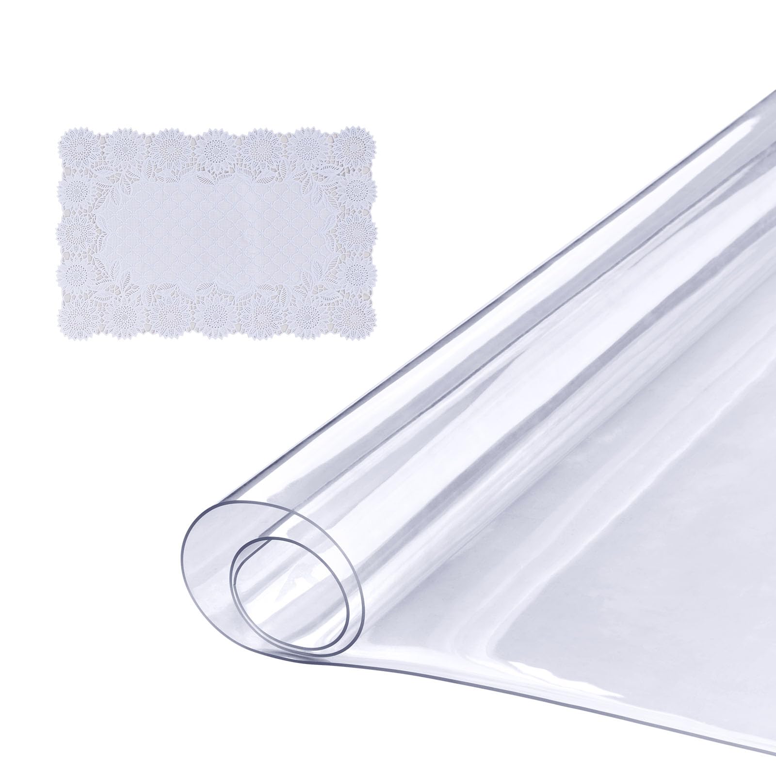VEVOR Clear PVC Square Tablecloth, 12" x 12", 1.5mm Thick, Waterproof, Stain Resistant, Durable, Desk, Coffee Table, Dining Room Table