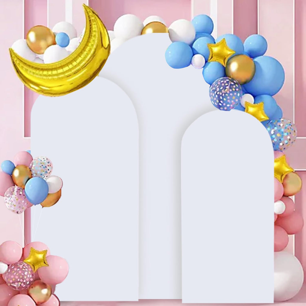 FANPROMS Beige Arch Backdrop Cover Set of 3 Wedding Arch Cover 4x5x6FT Round Top Arch Stand Cover for Fitted Arch Covers Spandex Backdrop Covers Set for Wedding Party Ceremony Decorations