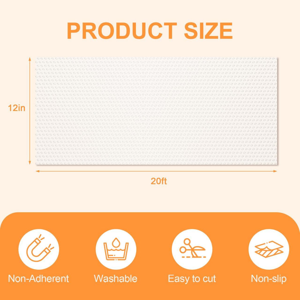 FEXIA Shelf Liner for Kitchen Cabinets Drawer Non Adhesive Non-Slip Liner 12 Inches x 20 FT Waterproof & Oil-Proof Durable Material Fridge Liner for Shelves