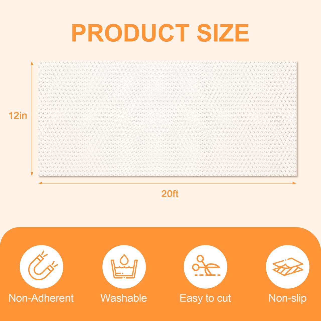 FEXIA Shelf Liner for Kitchen Cabinets Drawer Non Adhesive Non-Slip Liner 12 Inches x 20 FT Waterproof & Oil-Proof Durable Material Fridge Liner for Shelves