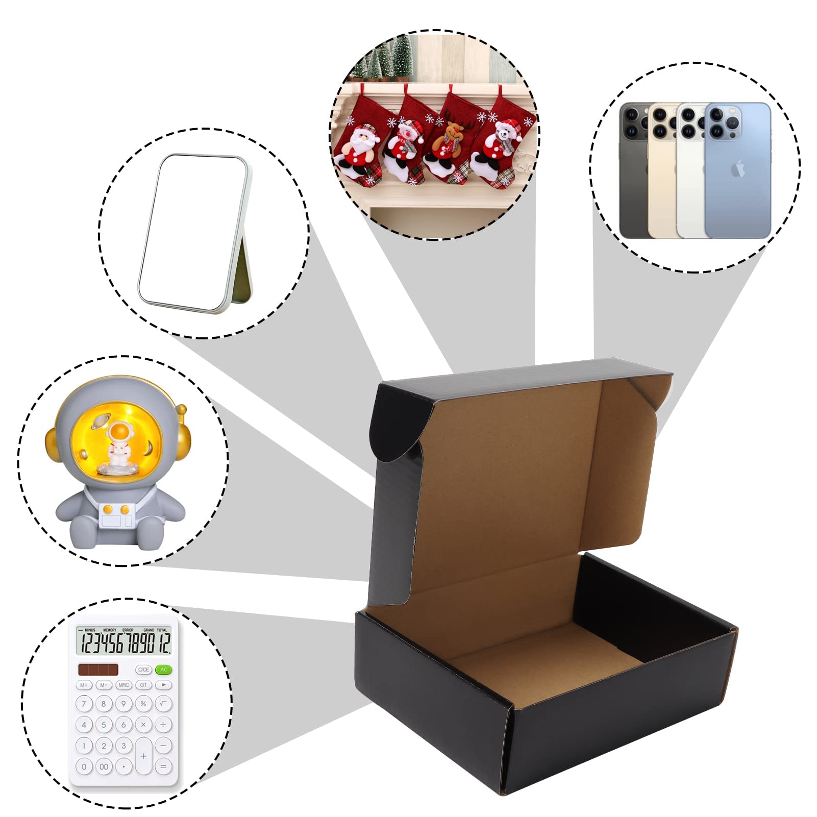 EXYGLO 40 Pack 6x4x3 Shipping Boxes, Black Corrugated Cardboard Boxes for Packaging Small Business, Moving, Shipping, Mailing, and Storing