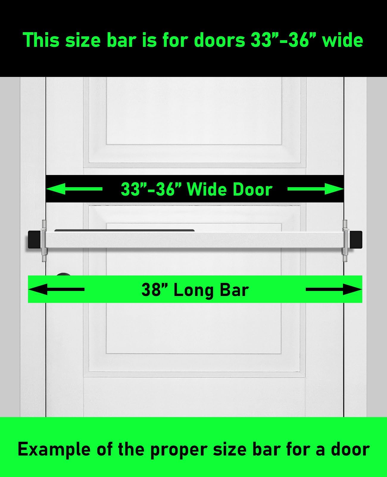 Door Security Bar-by Doorricade-Secure The Entire Width of Your Inward Opening Front Door-Safe Room. Fits Doors up to 32" Wide-Black Edition.