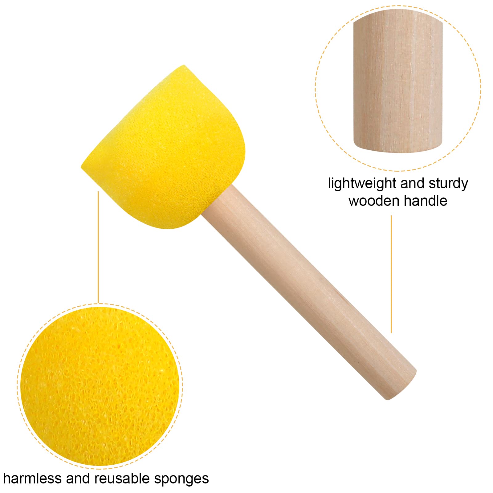 30 Pcs Round Sponges Brush Set, Round Sponge Brushes for Painting, Paint Sponges for Acrylic, Painting Tools for Kids Arts and Crafts (4 Sizes)