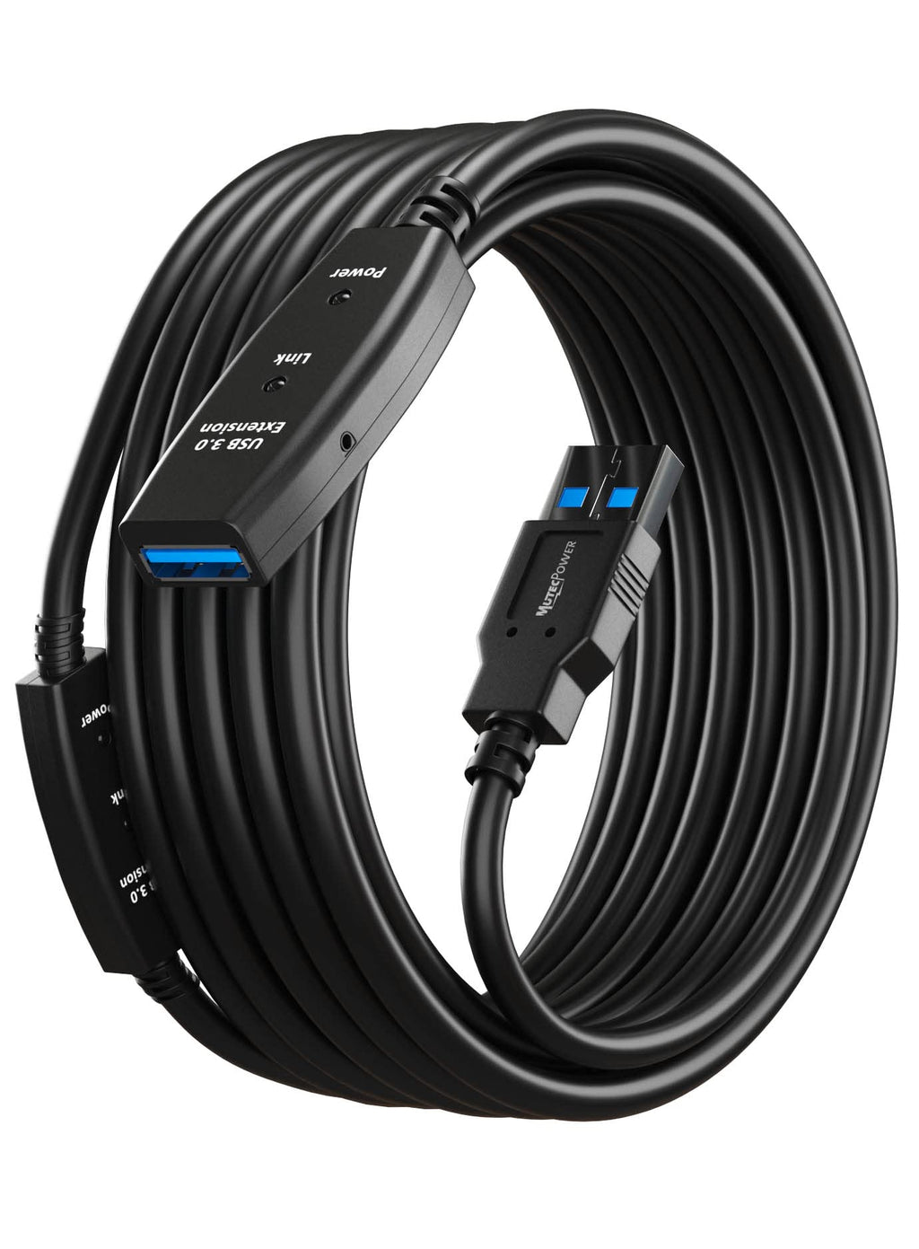 MutecPower 16 Feet Active USB Extension Cable 3.0 Male to Female with A Extension chipset Signal Booster - Active Extension/Repeater Cord 5 Meters / 16 Feet