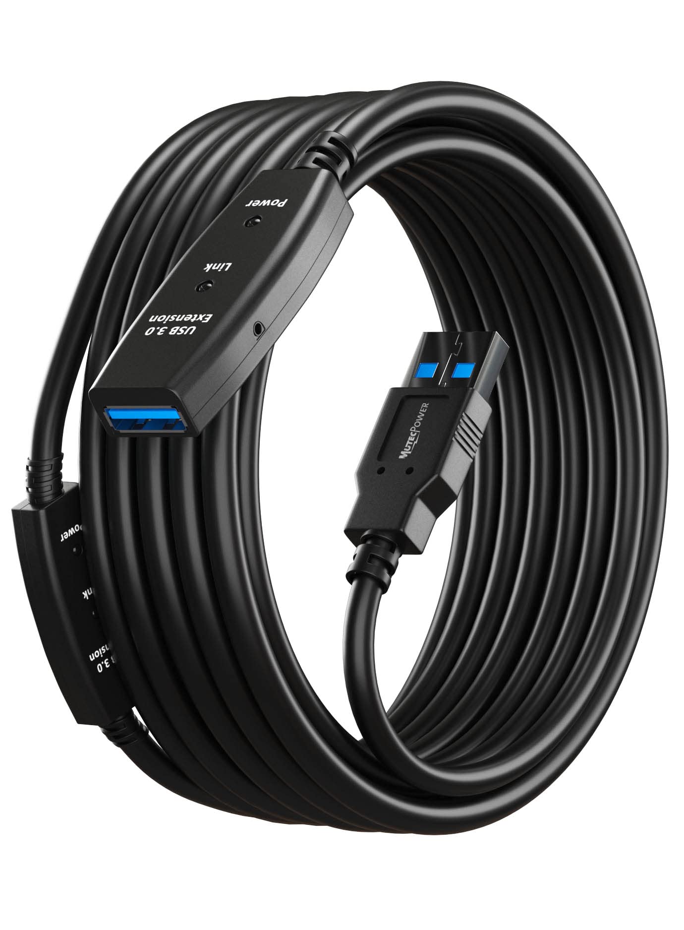 MutecPower 16 Feet Active USB Extension Cable 3.0 Male to Female with A Extension chipset Signal Booster - Active Extension/Repeater Cord 5 Meters / 16 Feet
