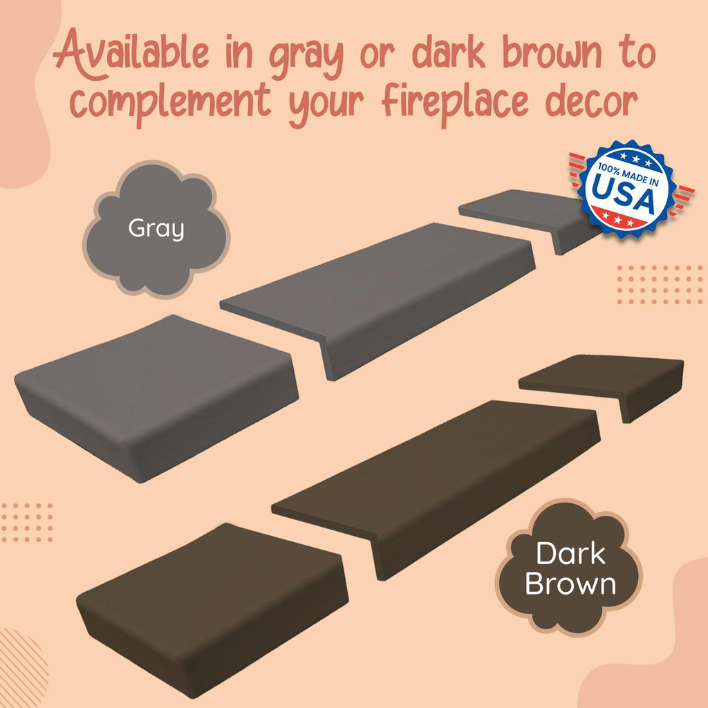 Soft Seat Edge Cushion Fireplace Hearth Guard Bumper Pad Child Proof Padding (Small, Brown-fits Width from-0"-68")