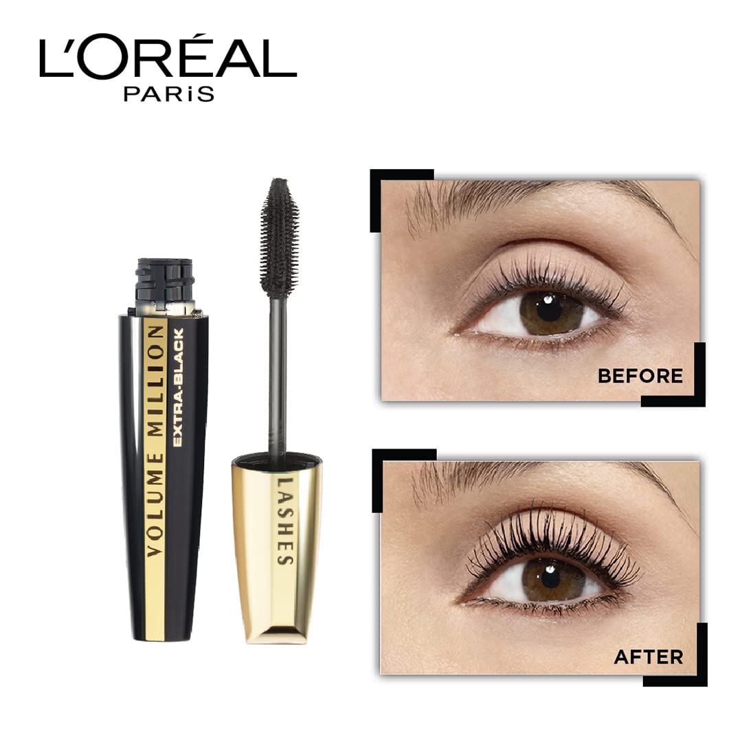 L’Oreal Paris Voluminous Million Lashes Mascara, 635 Blackest Black (Pack of 2)