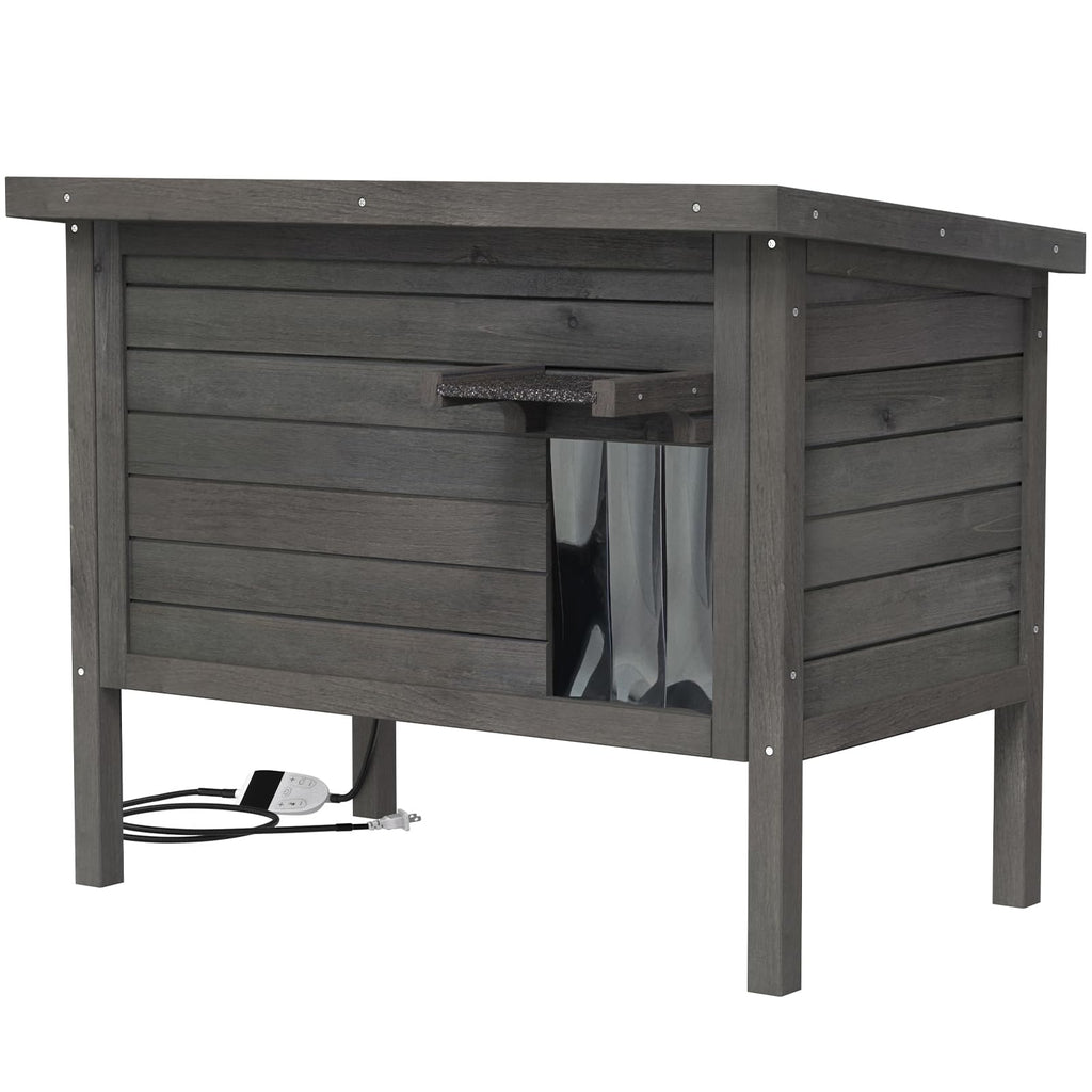 GDLF Outdoor Cat House Feral Cat Enclosure 100% Insulated All-Round Foam Weatherproof Solid Wood Large Size for Multiple Felines 34.5" L*21.5" W*27.2" H