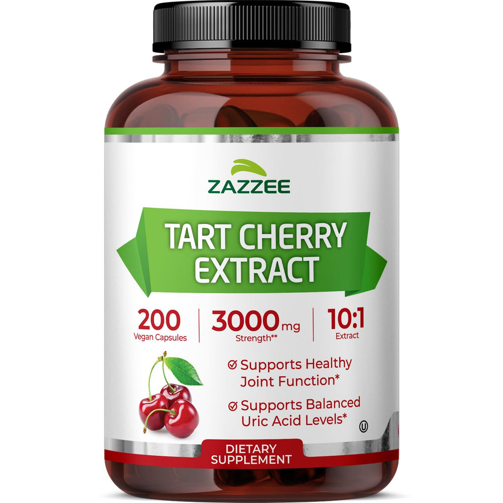 Zazzee Tart Cherry 10:1 Extract, 60 Vegan Capsules, 2 Month Supply, Montmorency Cherry, Certified Kosher, Joint & Uric Acid Support, Antioxidant Support Formula, Non-GMO, Made in the USA