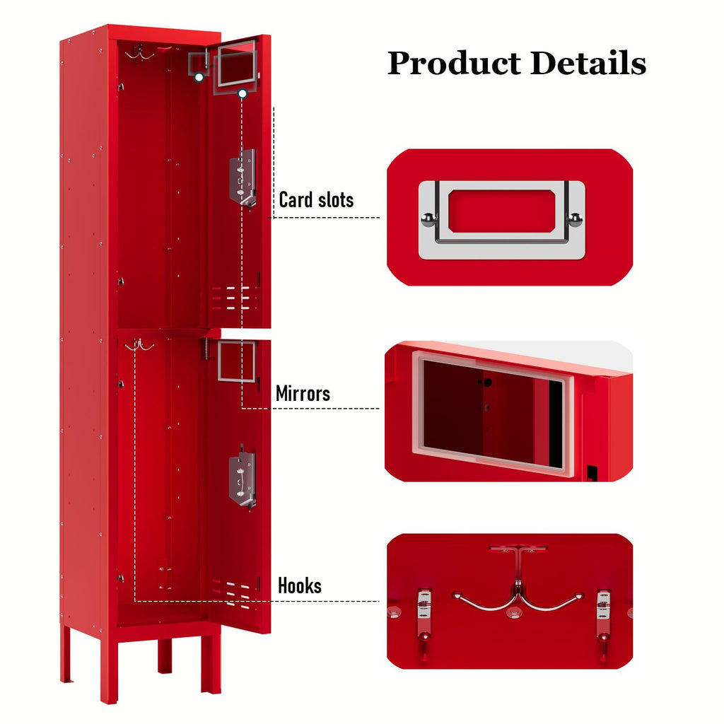 Lockers,Metal Locker, (Beige, 1 Door - (66.15" H x 11.8" W x 11.8" D))