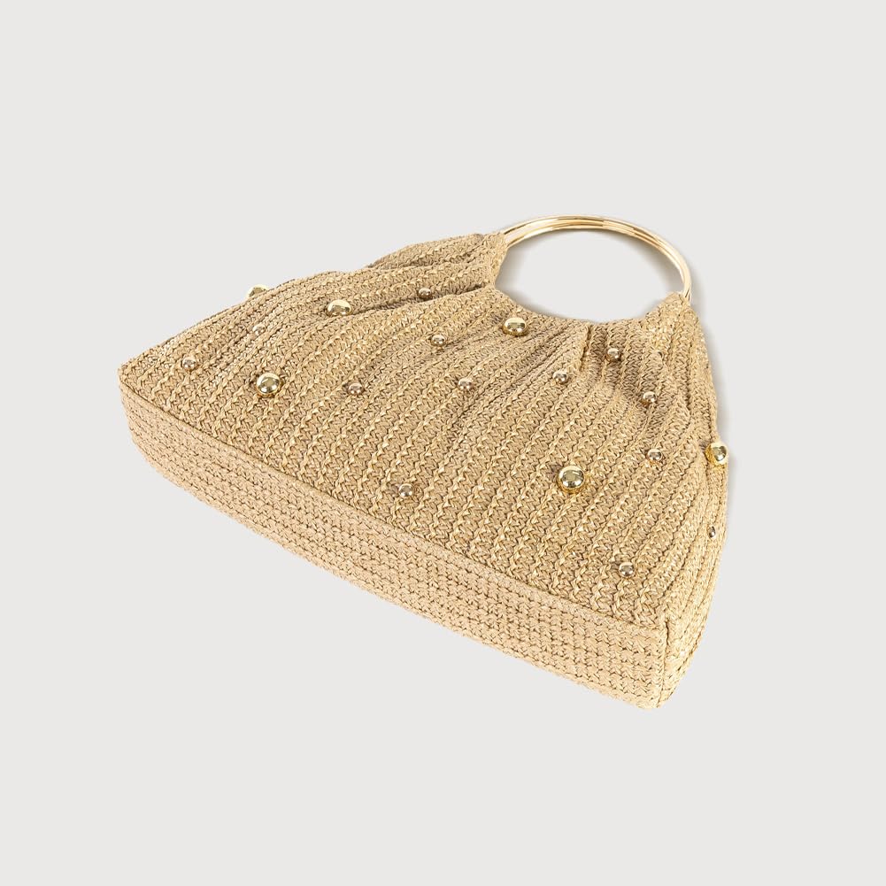 Chic Straw Clutch Purses for Women Top Handle Summer Bag Ideal Vacation Handbags Beach Woven Bag