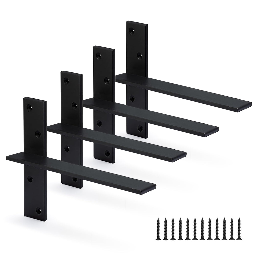 Floating Shelf Bracket 3/8" Thick Heavy Duty Shelf Brackets 2 Pack Free Hanging Countertop Support Bracket 8" Lx2.5 W Floating Wall Brackets for Cabinets, Granite, Dishwasher, Bench Seats Vanities