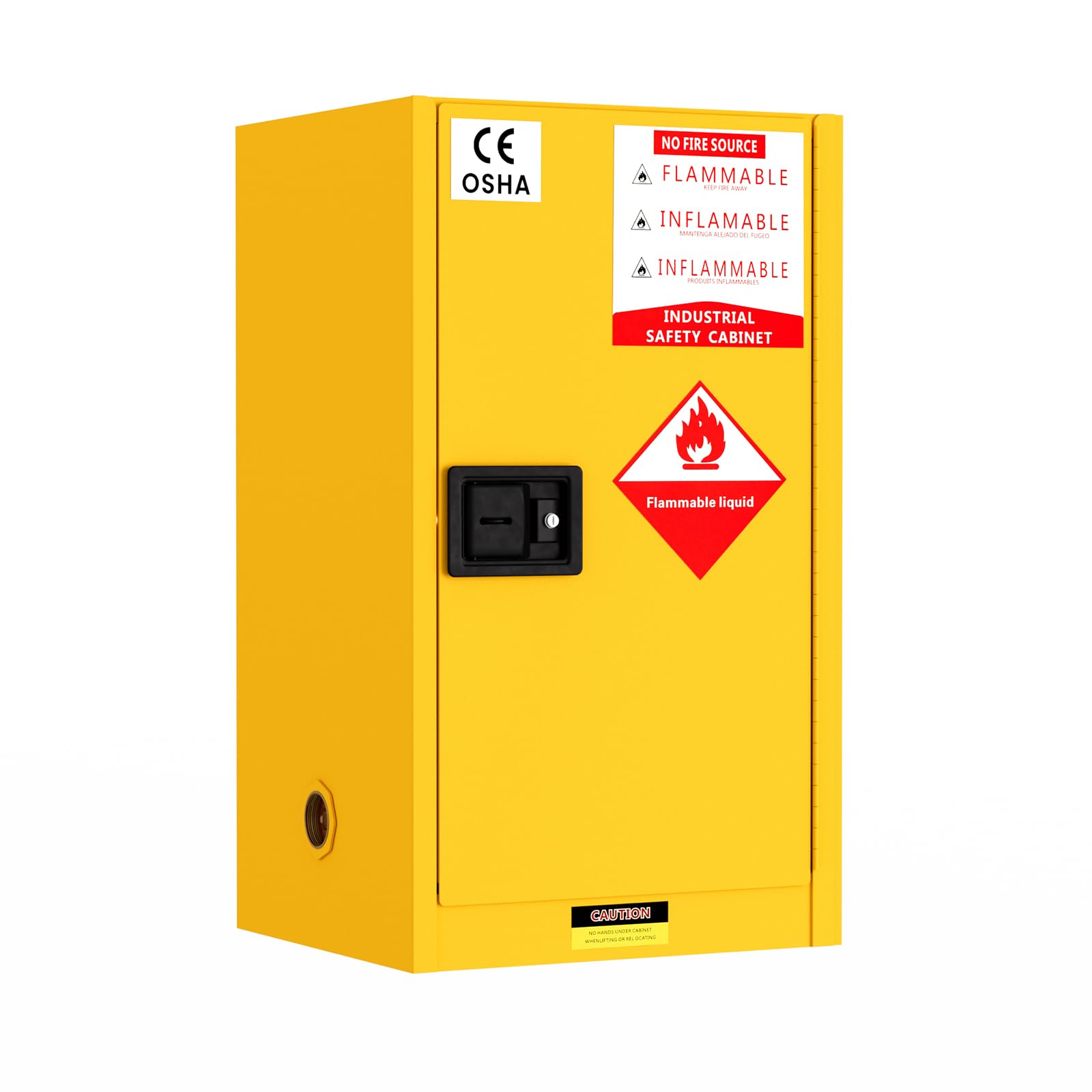 16 Gallon Flammable Storage Cabinet 18"x18"x23", Galvanized Steel, Flammable Safety Cabinet with Adjustable Shelf, for Industrial and Home Use, Yellow