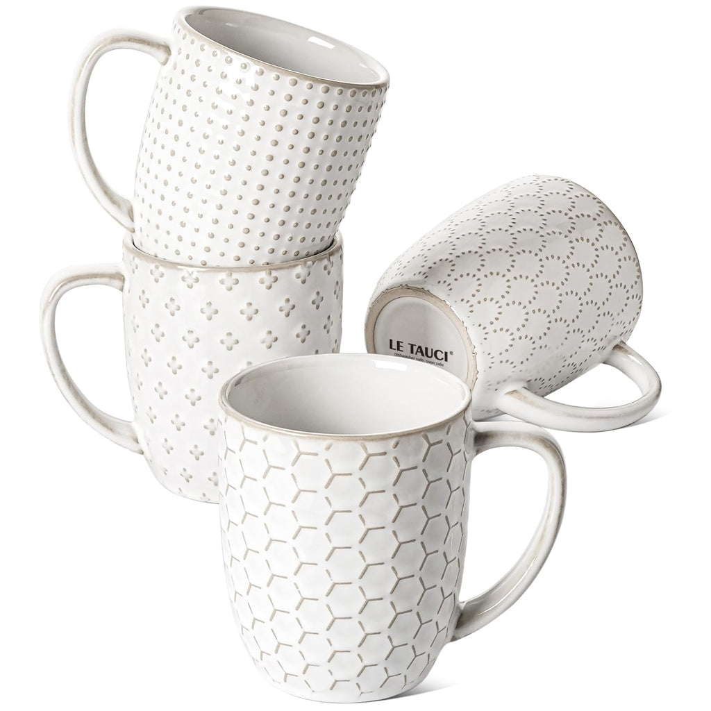 LE TAUCI Espresso Cups 6 oz, Ceramic Demitasse Cup, Small Coffee Mugs for Double Shot, Latte, Cappuccino, Lungo, Kids Mugs With Handle, Suit For Housewarming - 2.7 inch, Set of 4, Arctic White