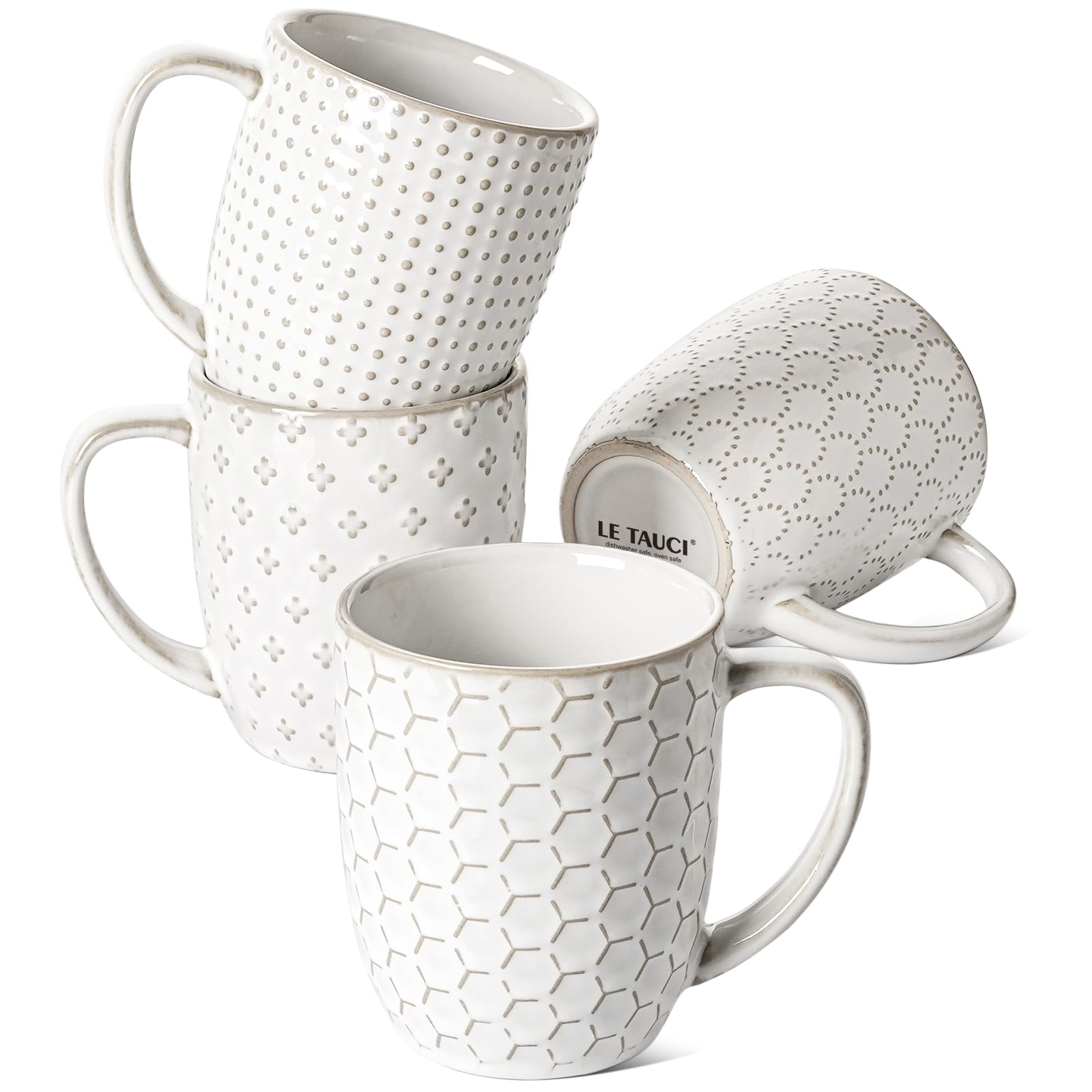 LE TAUCI Espresso Cups 6 oz, Ceramic Demitasse Cup, Small Coffee Mugs for Double Shot, Latte, Cappuccino, Lungo, Kids Mugs With Handle, Suit For Housewarming - 2.7 inch, Set of 4, Arctic White