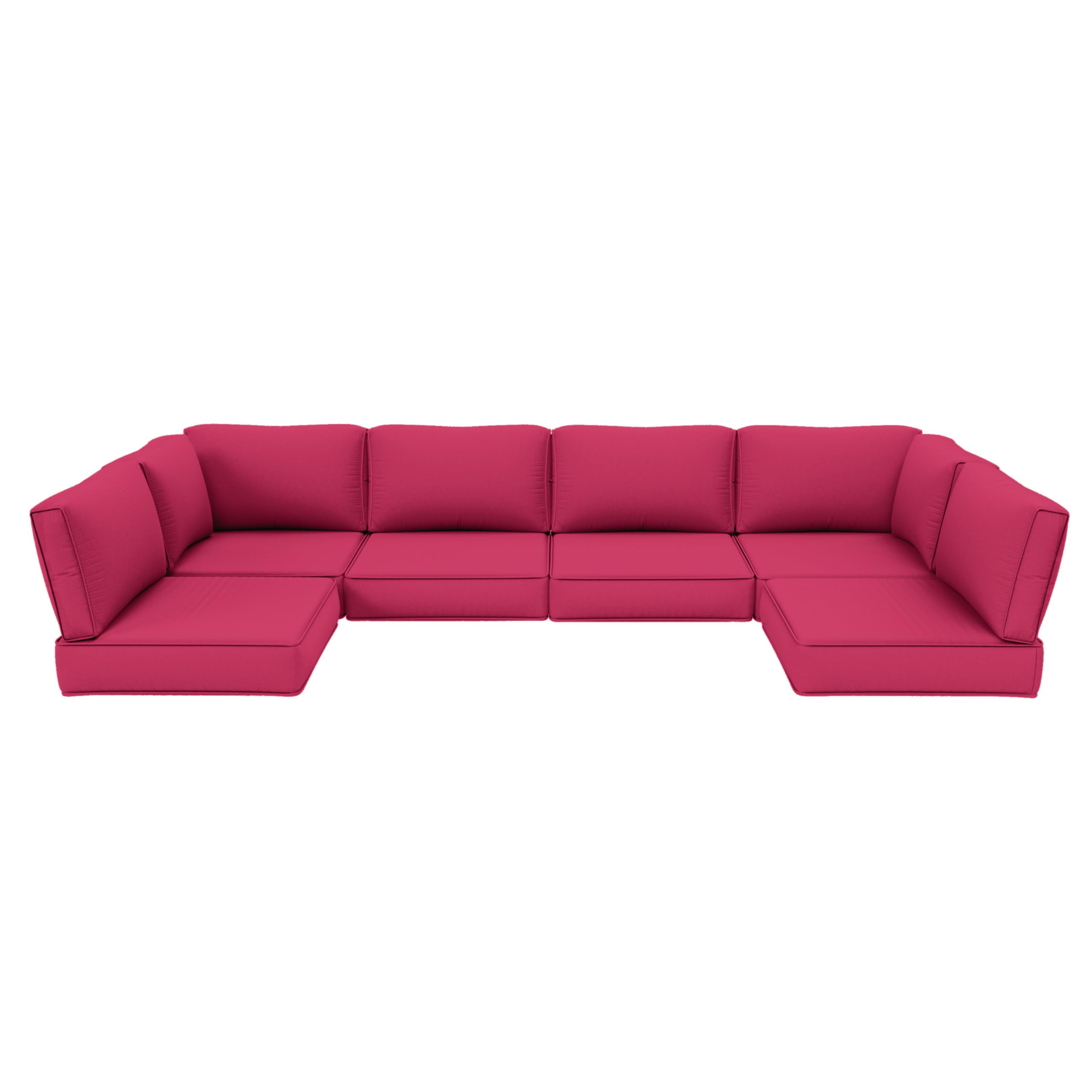 Outdoor Furniture Replacement Cushions, 5" Foam Foam High-Density, Fits 6-seat Sectional Rattan Conversation Set, 14 Piece Patio Water-Resistant Replacement Sofa Cushions, Liner&Cover