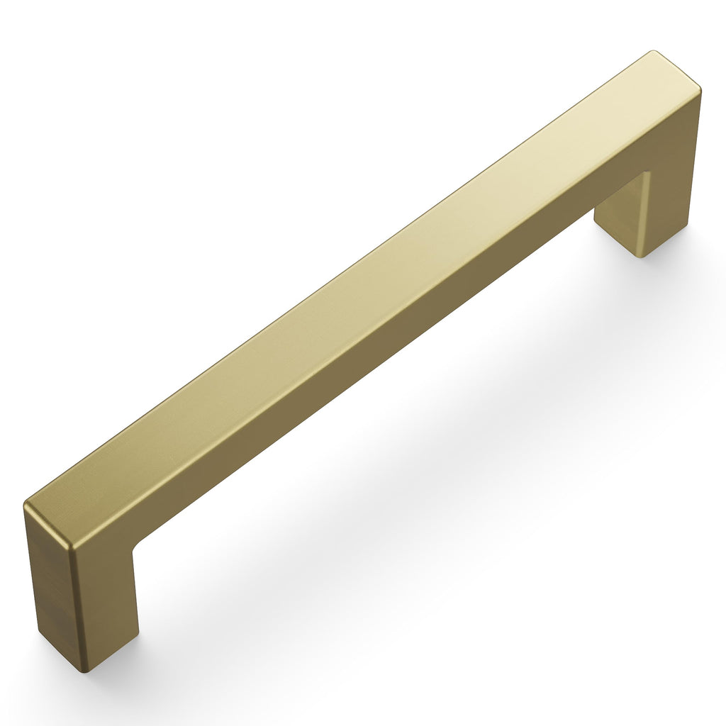 Hickory Hardware Solid Core Kitchen Cabinet Pulls, Luxury Cabinet Handles, Hardware for Doors & Dresser Drawers, 3 Inch Hole Center, Brushed Golden Brass, Skylight Collection (Pack of 1)