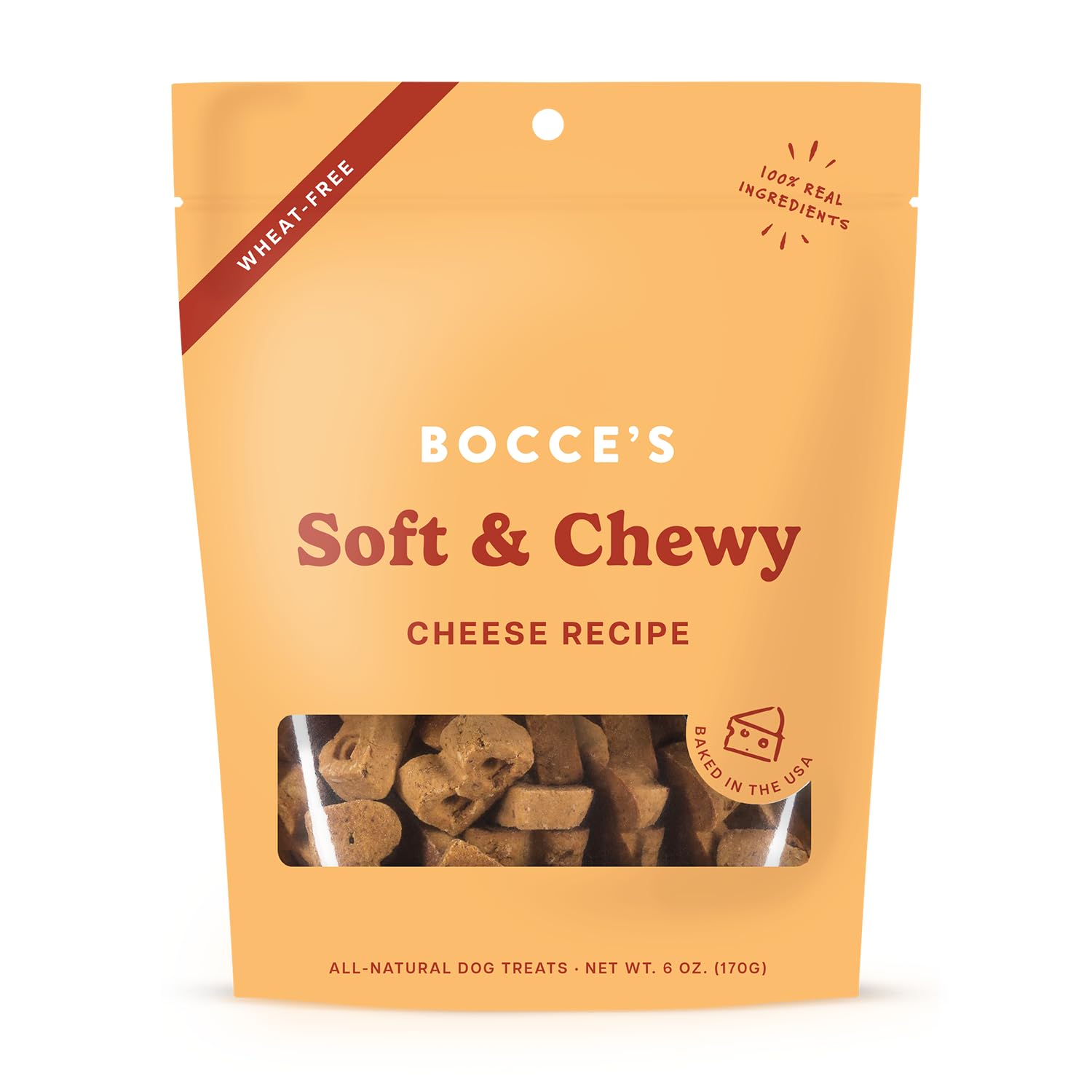 Bocce's Bakery Bac'n Nutty Soft & Chewy Dog Treats, Wheat-Free PB & Bacon Flavored All Natural Limited Ingredient Oven Baked Cookies for Dogs, 6 oz Bag