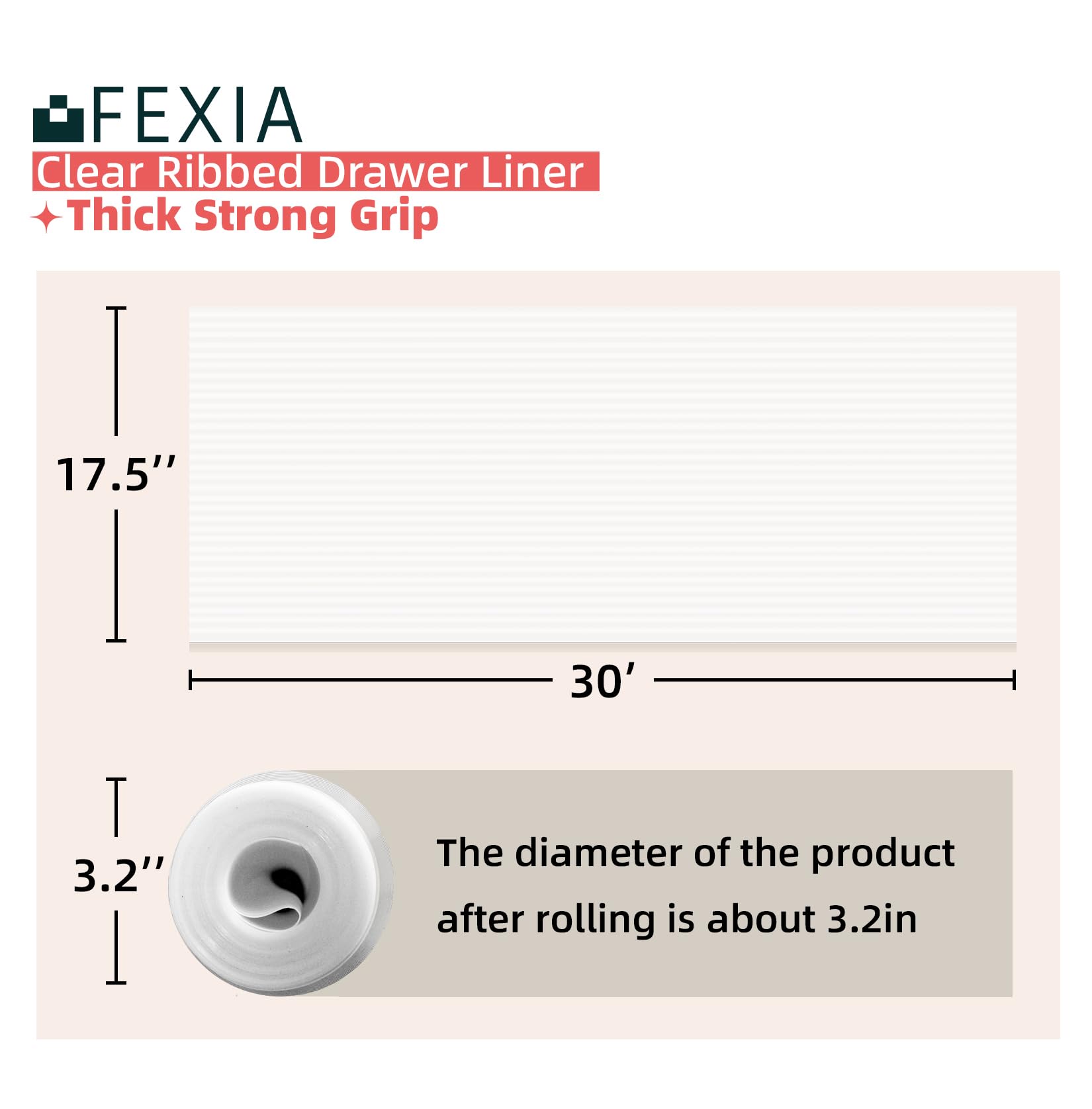 FEXIA Shelf Liner for Kitchen Cabinets Drawer Non Adhesive Non-Slip Liner 12 Inches x 20 FT Waterproof & Oil-Proof Durable Material Fridge Liner for Shelves