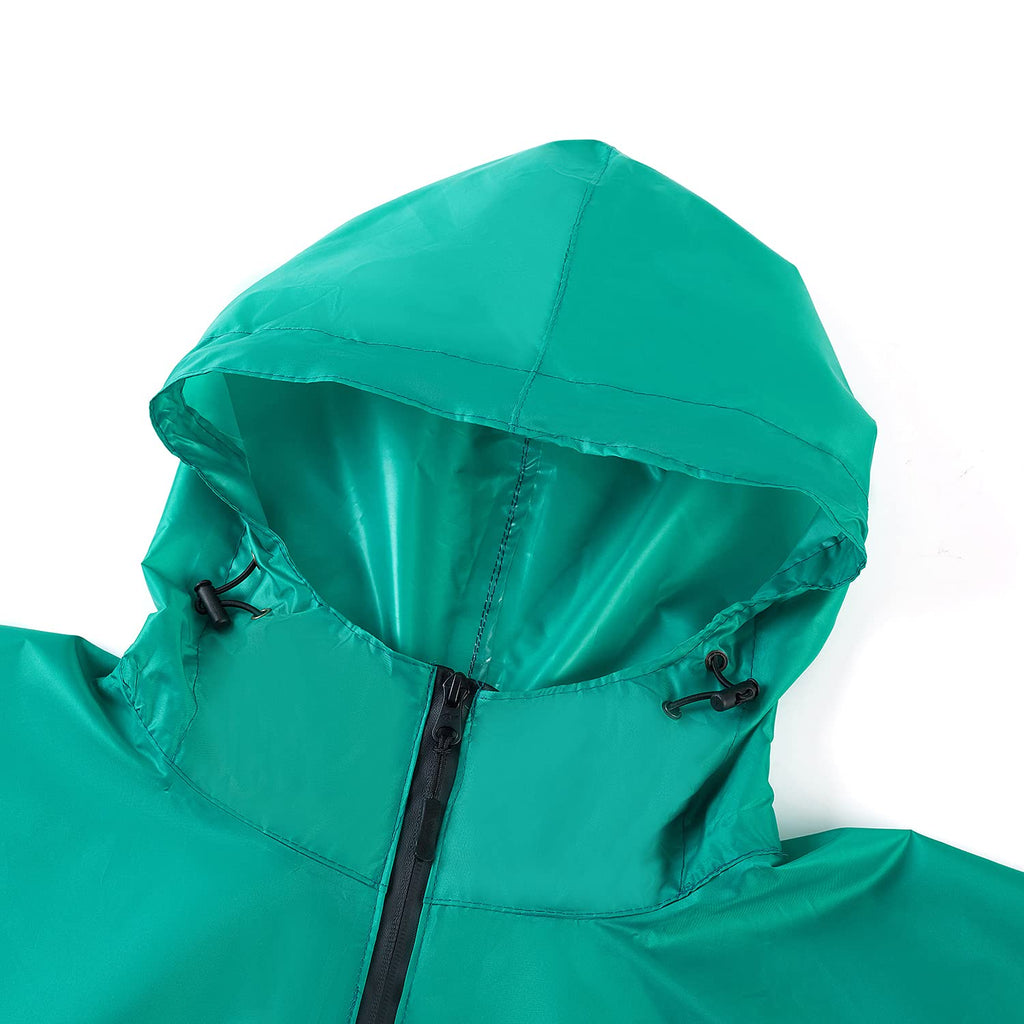 Rain Poncho Jacket Coat Hooded Zipper Style for Women/Men/Adult with Pocket