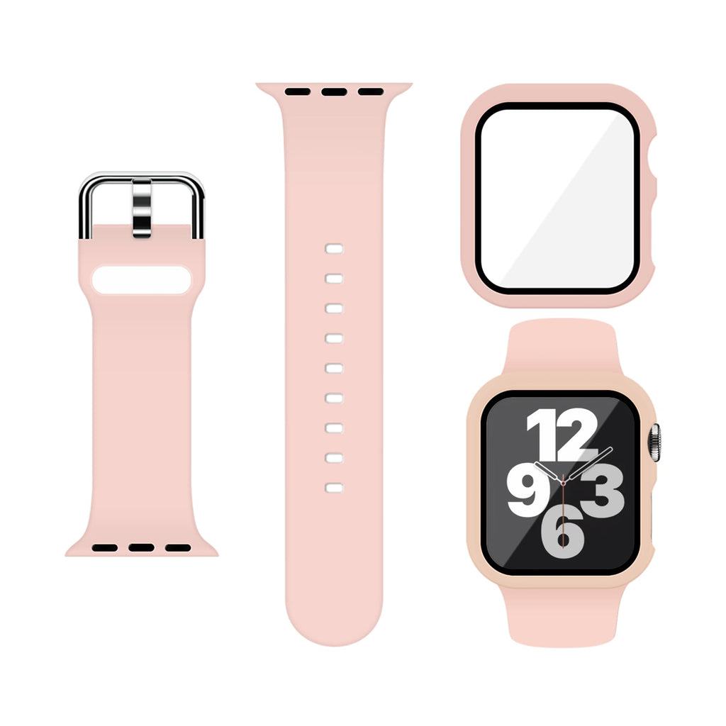 Silicone Sport Band and PC Case with Screen Protector for Apple Watch