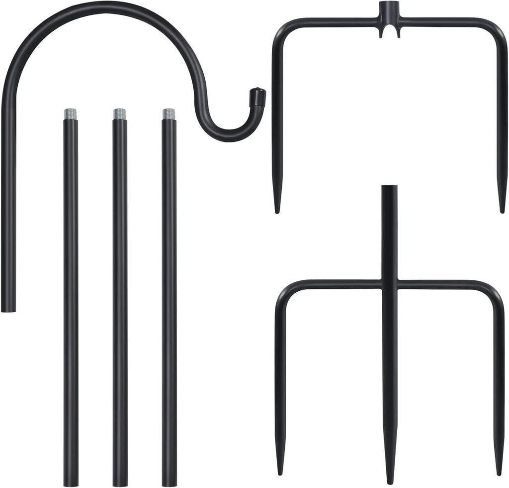 Outdoor Shepherd Hook Bird Feeder Pole with 5 Prongs