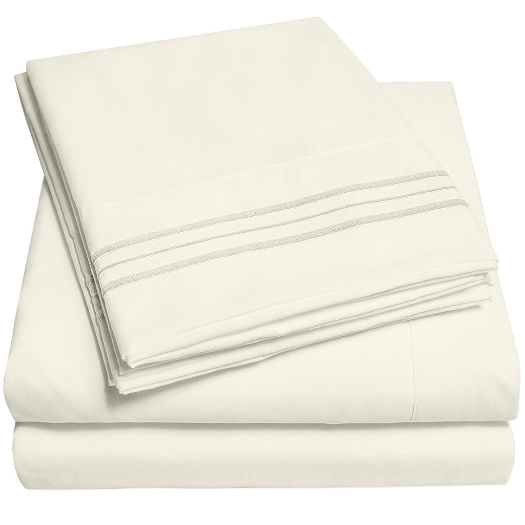 1500 Supreme Collection Extra Deep Pocket Sheets Set - Luxury Soft Bed Sheets, Wrinkle Free, Bedding, Over 40 Colors, 21 inch Extra Deep Pocket, Twin, Black