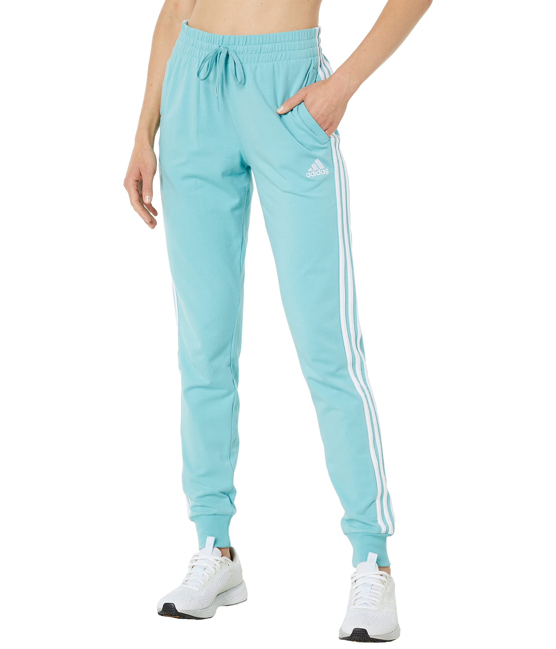 adidas Womens 3-Stripes Drawstring Sweatpants Training Casual - Black