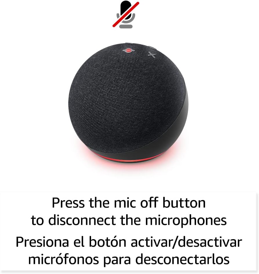 Echo Dot (5th Gen, 2022 release) | International Version with US Power Adaptor | Smart speaker with Alexa | Charcoal