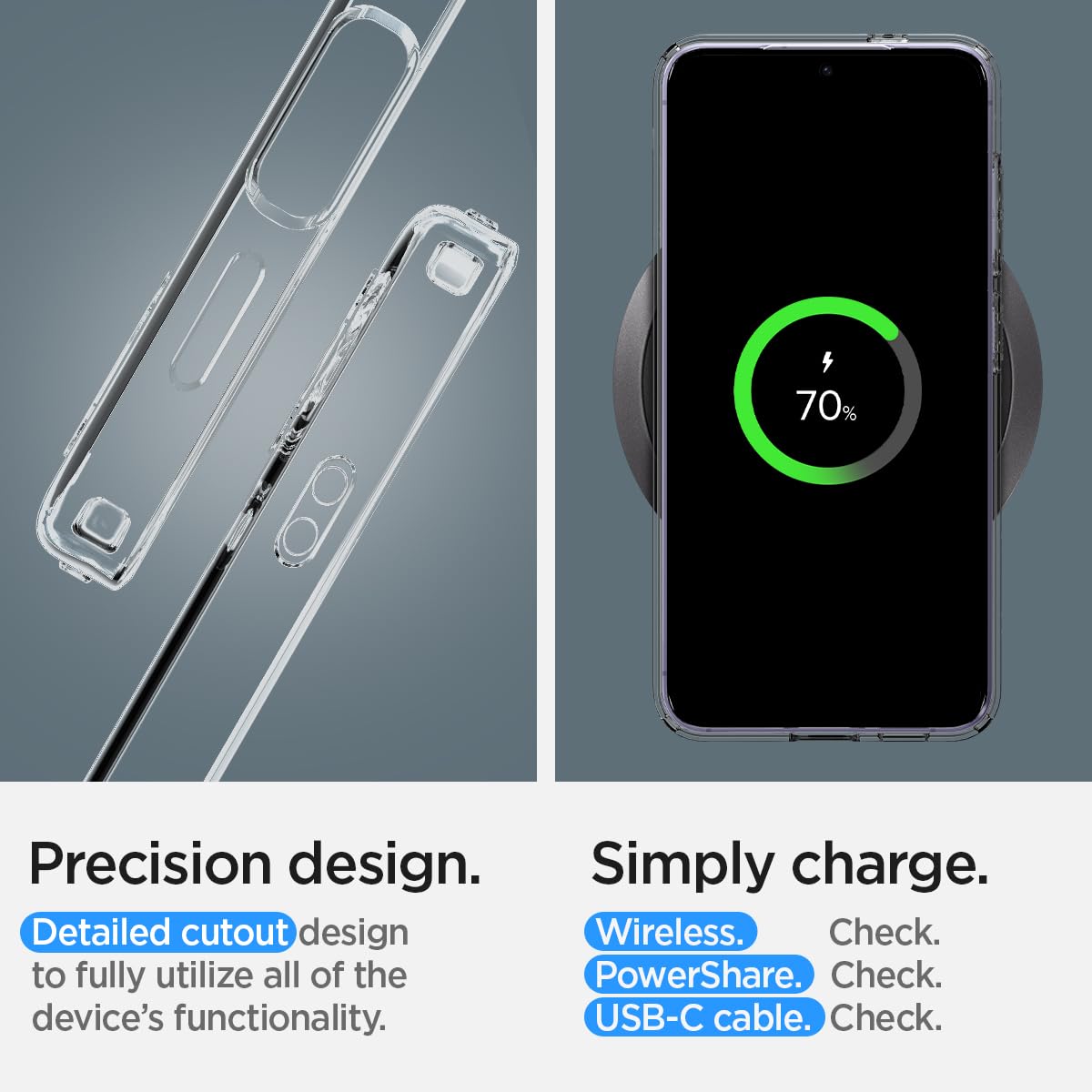 Spigen Liquid Crystal Designed for Galaxy S24 Case (2024) [Military-Grade Protection] - Crystal Clear