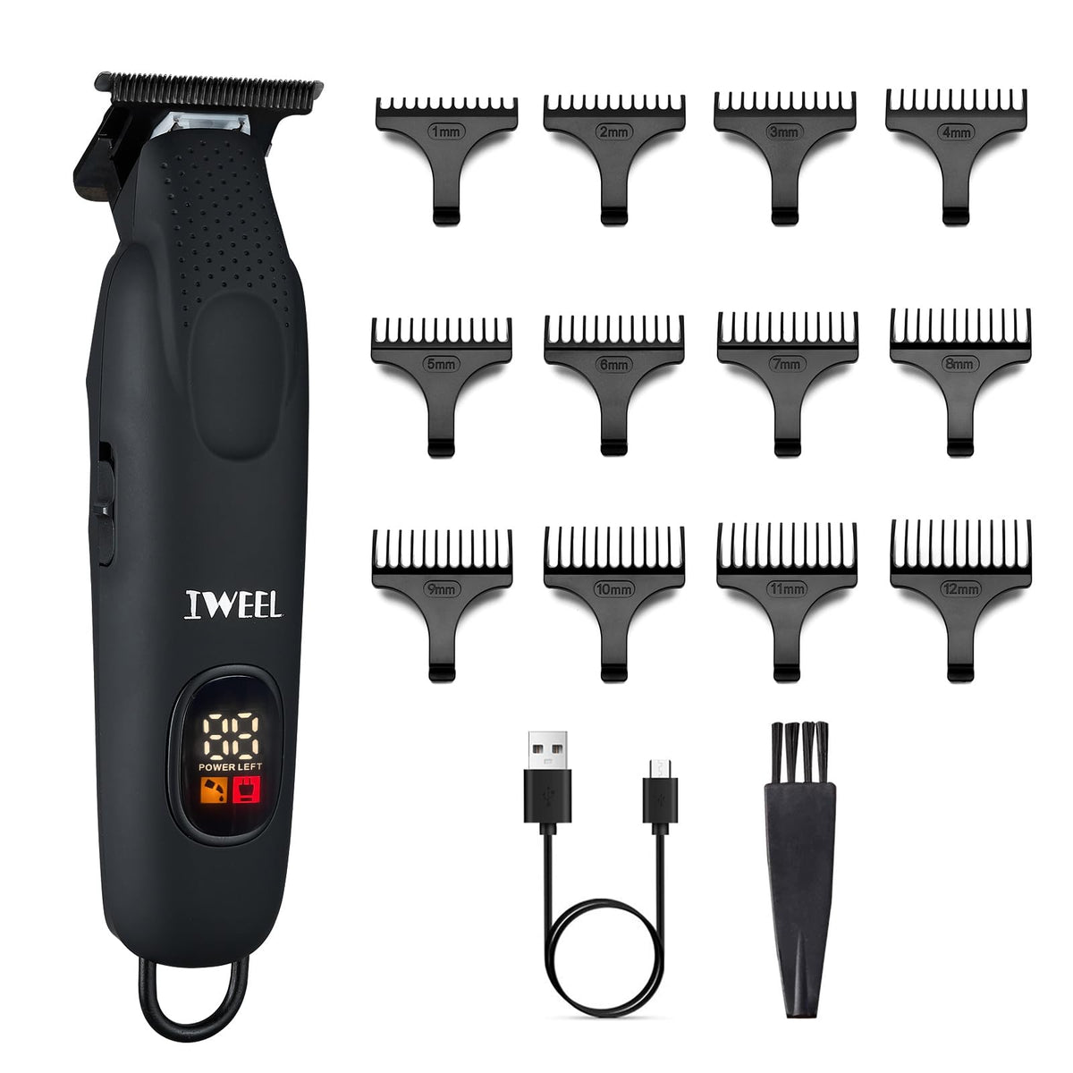IWEEL Professional Beard Trimmer for Men - Electric Hair Clippers, Zero Gapped T-Blade Edgers, Cordless Rechargeable Mustache Trimmer Grooming Kit for Body