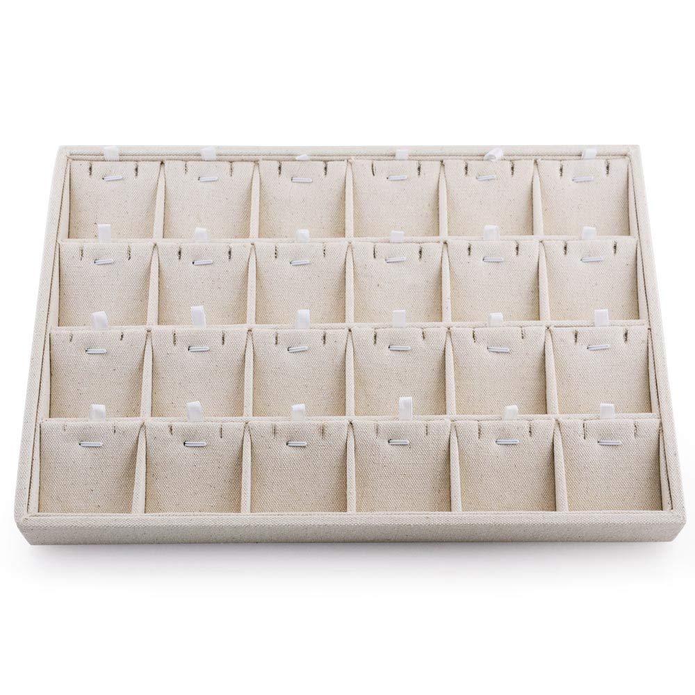 Oirlv linen Jewelry Display Trays Stackable Necklace Bracelet Ring Showcase Display Empty Plate(Pack of 1)