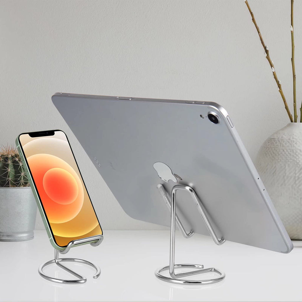 ROPOSY Cell Phone Stand for Desk, Cute Metal Black Cell Phone Stand Holder Desk Accessories, Compatible with All Mobile Phones, iPhone, iPad