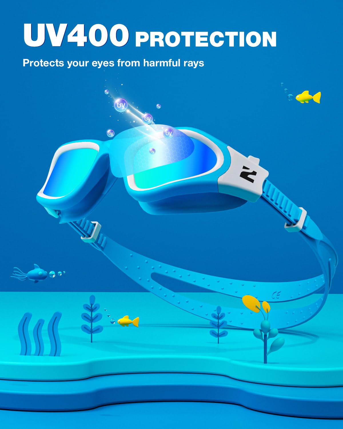 ZIONOR Kids Swim Goggles, G1MINI SE No Leak Anti-Fog Goggles for Kids 6-14, Soft Silicone Comfort Fit, Easy Adjust Strap