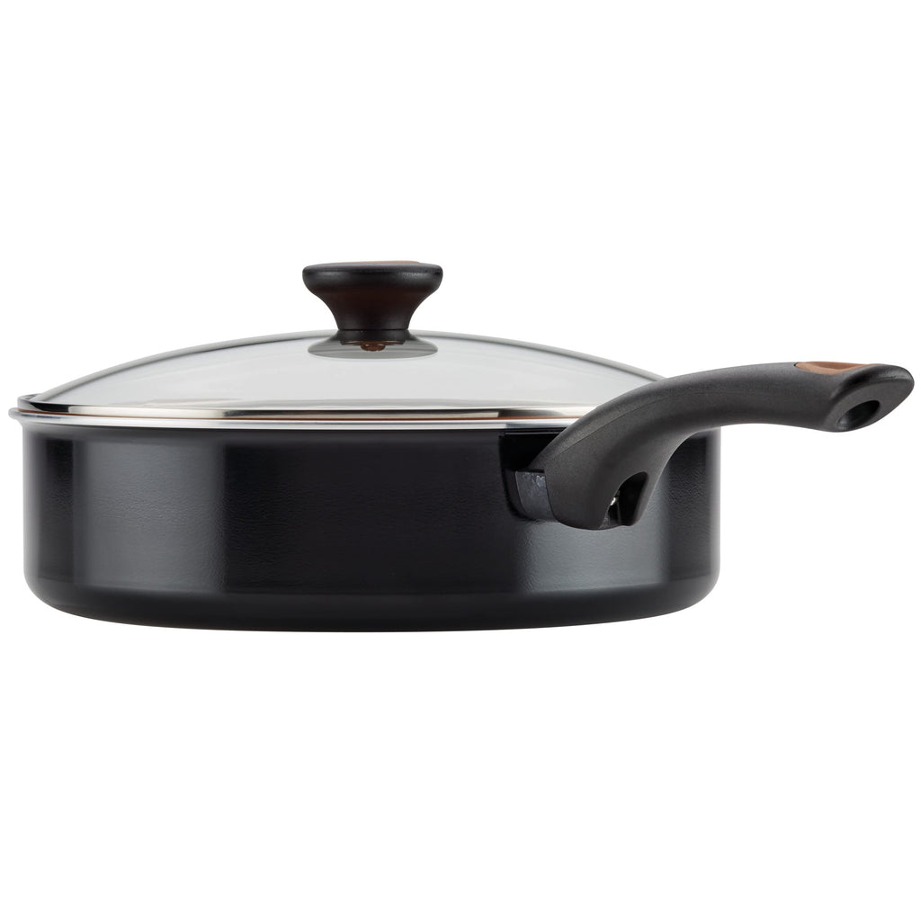 Farberware Glide Ceramic Nonstick Saute Pan / Frying Pan / Fry Pan with Lid and Helper Handle - 4 Quart, Black