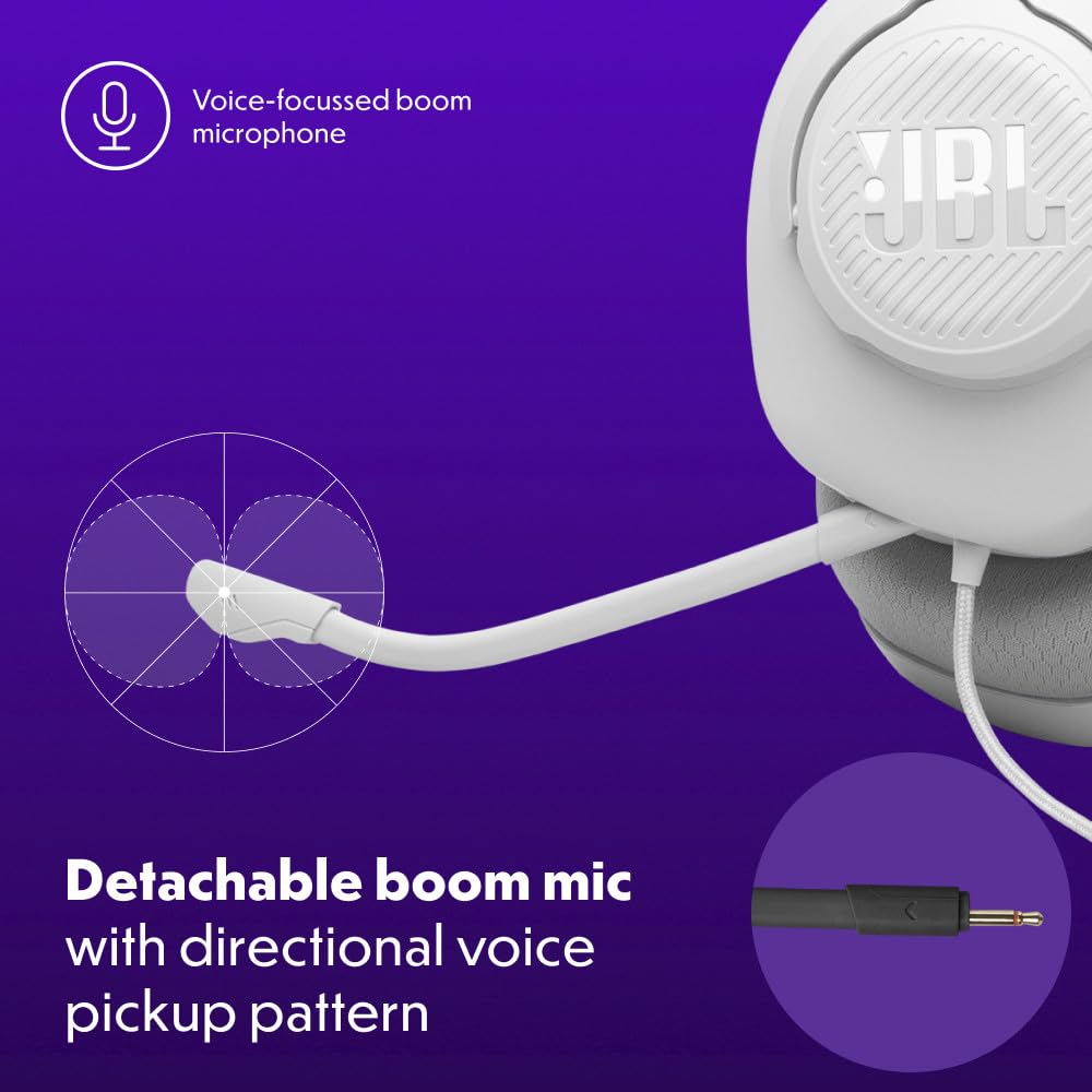 JBL Quantum 100M2 - Wired Over-Ear Gaming Headset with omnidirectional, Detachable mic with Mute Option and Fabric-Covered Memory Foam Ear Cushions, Compatible with All Platforms (Black)