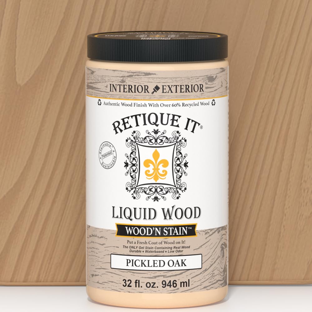 Retique It Wood'n Stain - Liquid Wood Gel Stain Interior/Exterior (08 oz (Half-Pint), 35 Dark Oak)