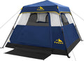 3/4 Person Camping Tent with 1 Door, 4 Windows, and Upgraded Ventilation– Instant Setup, Waterproof, 8'x 8'x 67''Oxford Fabric Floor Pop Up in 60 Seconds Includes Rainfly and Backpack