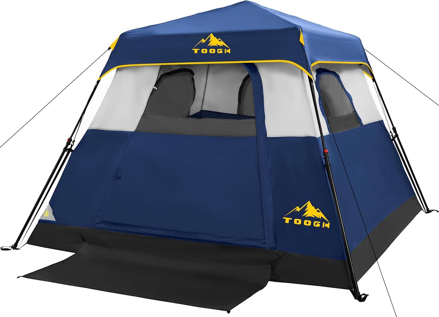 3/4 Person Camping Tent with 1 Door, 4 Windows, and Upgraded Ventilation– Instant Setup, Waterproof, 8'x 8'x 67''Oxford Fabric Floor Pop Up in 60 Seconds Includes Rainfly and Backpack
