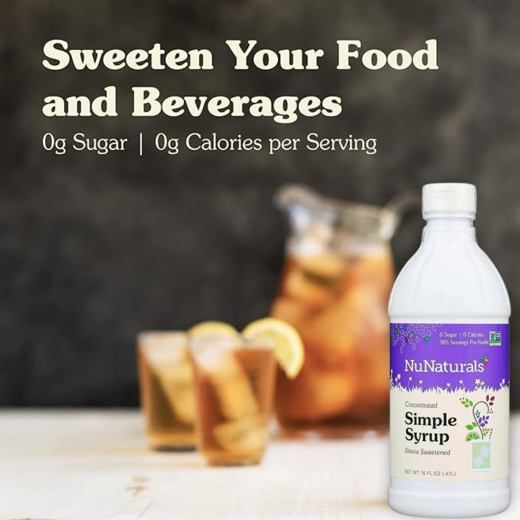 NuNaturals Stevia Syrup, Sugar-Free Sweetener, Plant-Based Sugar Substitute, Zero Calorie, Chocolate Flavor Syrup, 16 oz