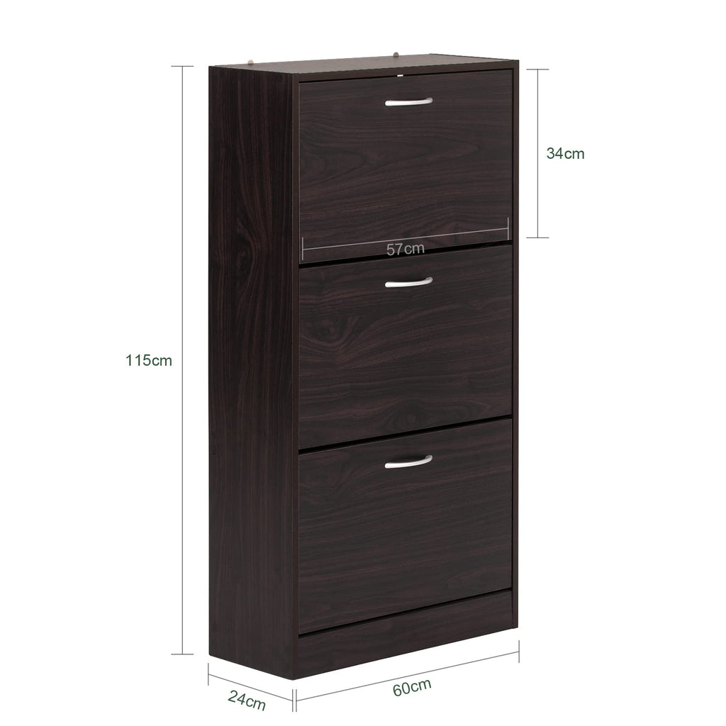 Haotian Shoe Cabinet Storage for Entryway, Narrow Shoe Cabinet with Two Flip Drawers to Save Space, Shoe Rack Cabinet for Front Door Entrance Hallway (Black)