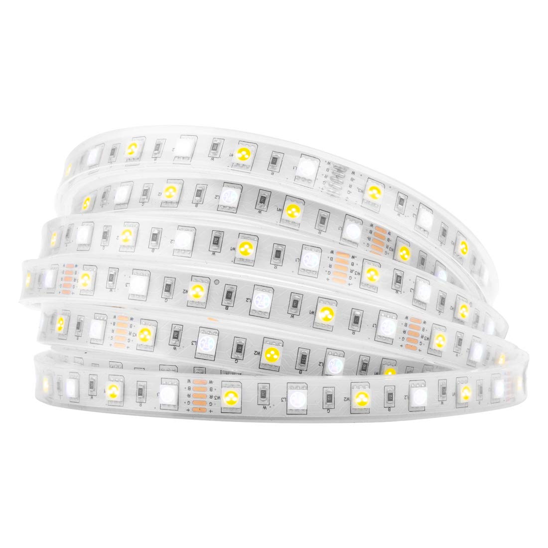 BTF-LIGHTING RGBW LED Strip Lights,UL Listed,5050 4 Colors in 1 RGB + 2700K-3000K Warm White,12V DC,16.4ft/5m 60LEDs/m 12mm White PCB, IP30 for Home Decoration(No Adapter or Controller)