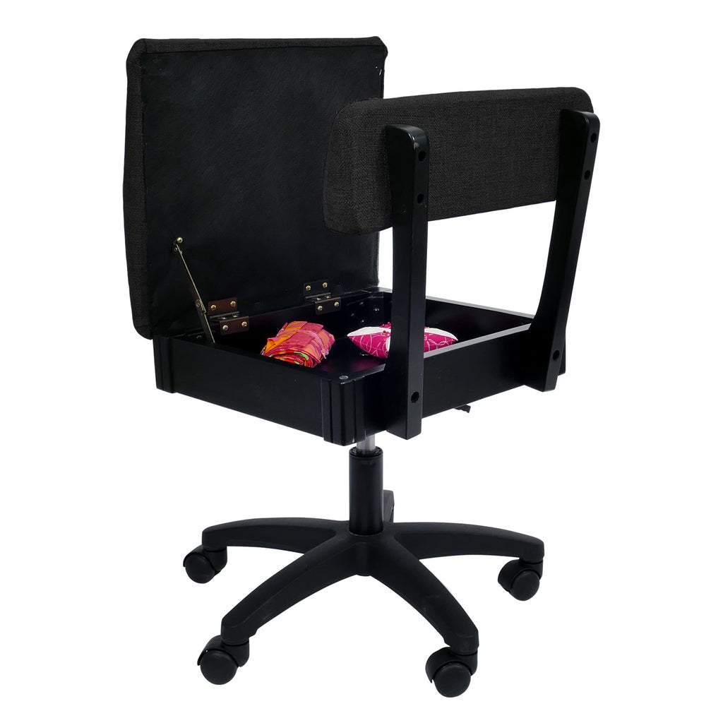 Arrow Sewing H8123 Adjustable Height Hydraulic Sewing and Craft Chair with Under Seat Storage and Solid Fabric, Lady Gray Fabric