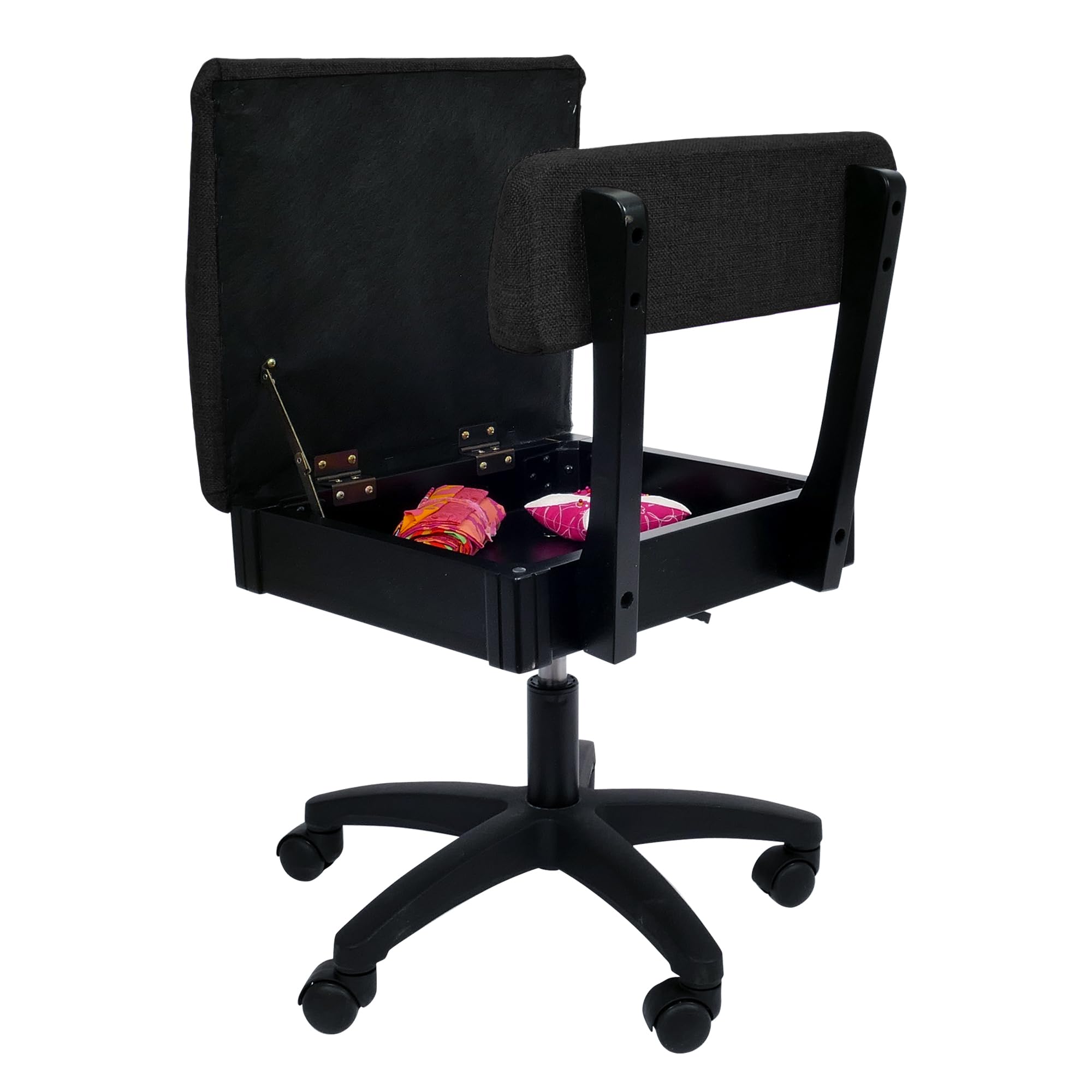 Arrow Sewing H8123 Adjustable Height Hydraulic Sewing and Craft Chair with Under Seat Storage and Solid Fabric, Lady Gray Fabric
