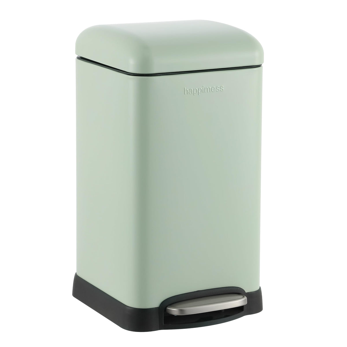 happimess HPM1012B Betty Retro Mini 3.2-Gallon Step-Open Trash Can with Soft-Close Lid, Modern, Minimalistic, Fingerprint Proof for Home, Kitchen, Laundry Room, Office, Bedroom, Bathroom, Black
