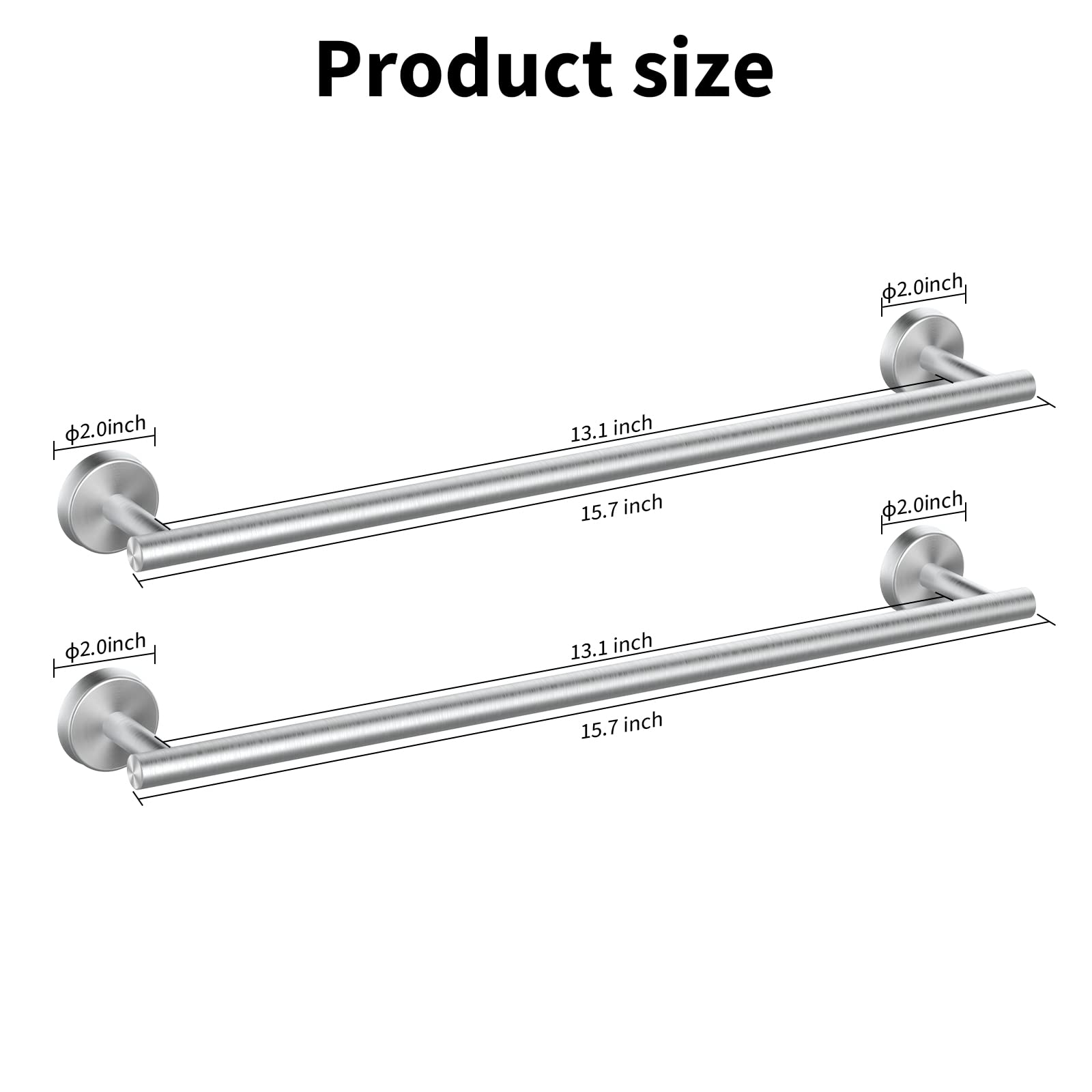 Cilee 2 Pieces Matte Black Bathroom Towel Bar, 24 Inch Double Towel Racks,Bathroom Towel Holder Towel Hanger for Bathroom Stainless Steel Wall Mount