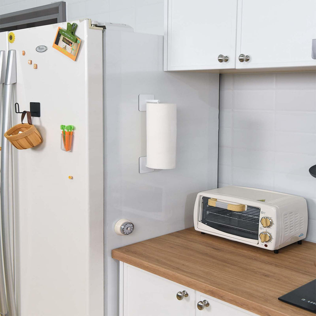 Magnetic Paper Towel Holders Heavy Duty Steel Brushed Holder with Strong Magnetic Backing - Fit for Large Paper Towels or Use as Hook - for Kitchen,Refrigerator,Grill,Garage,Shop