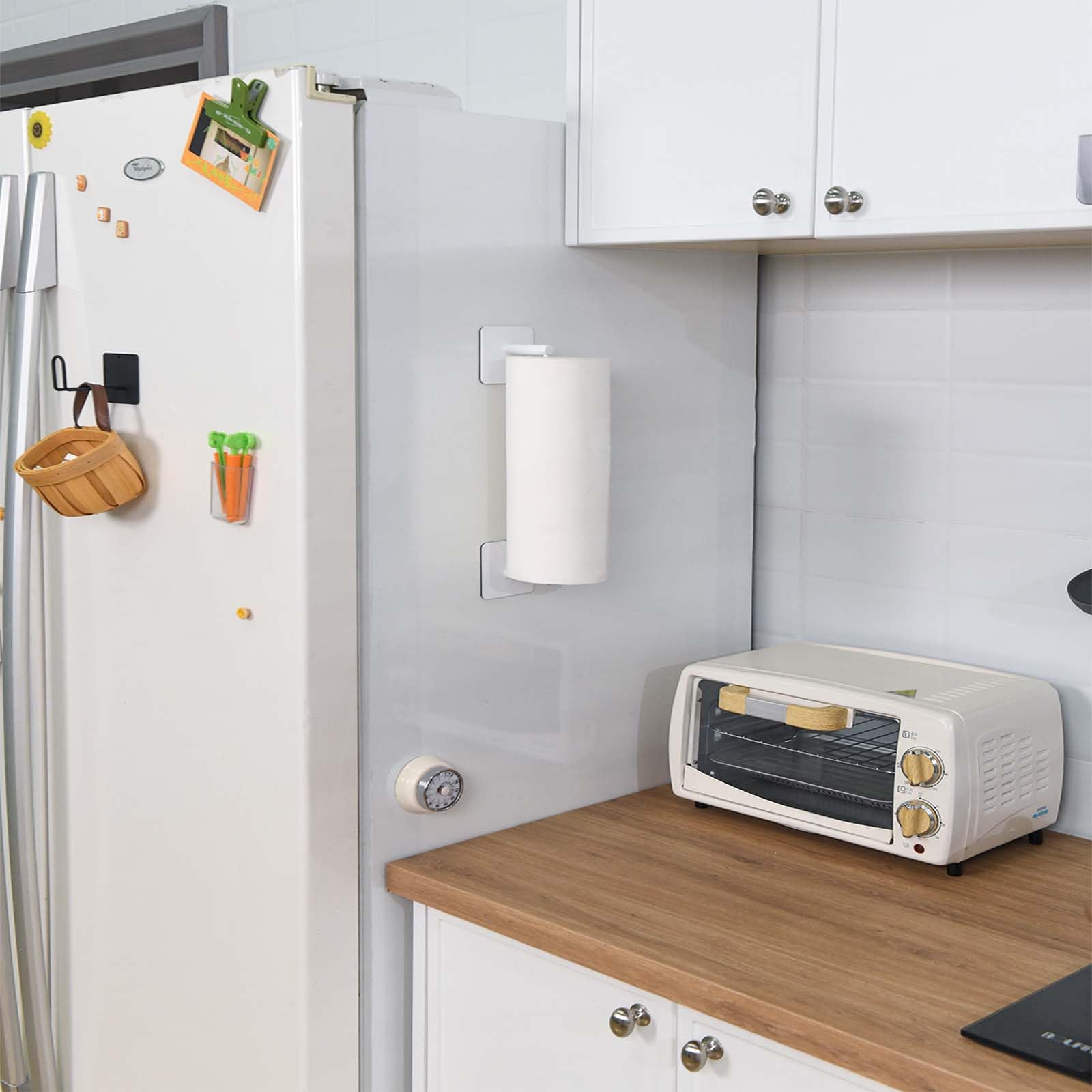 Magnetic Paper Towel Holders Heavy Duty Steel Brushed Holder with Strong Magnetic Backing - Fit for Large Paper Towels or Use as Hook - for Kitchen,Refrigerator,Grill,Garage,Shop