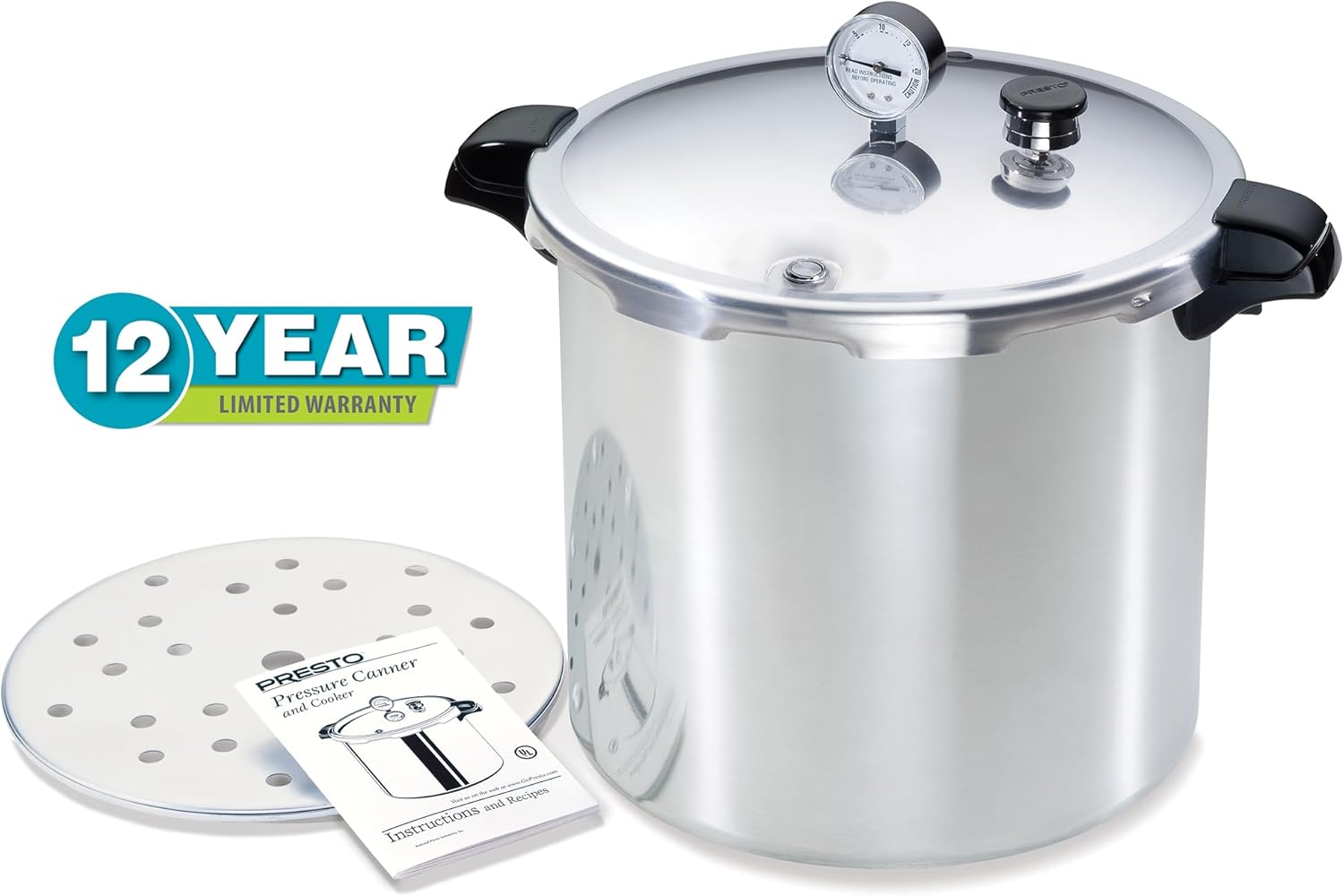 Presto 01784 23-Quart Induction Compatible Pressure Canner, Silver, Aluminum